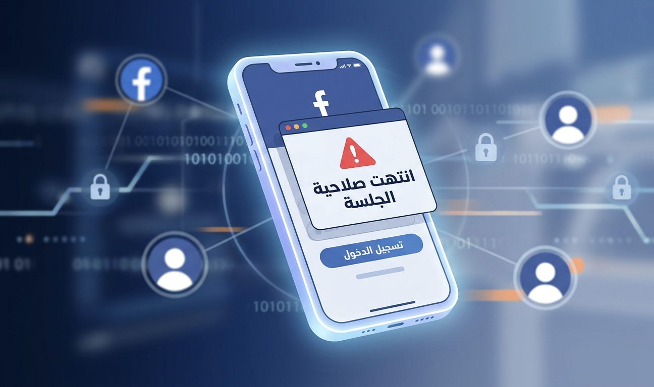 واجهة تطبيق فيسبوك تظهر رسالة خطأ انتهت صلاحية الجلسة