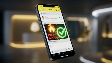 شاشة هاتف ذكي تظهر تطبيق سناب شات مع رمز الستريك واستعادة عداد الأيام الضائع مجاناً.