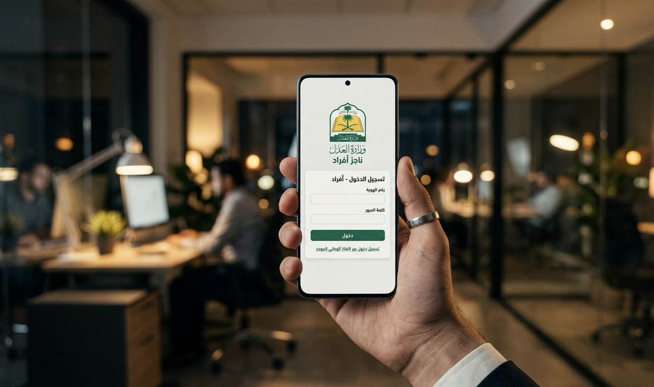 واجهة منصة ناجز أفراد لوزارة العدل السعودية