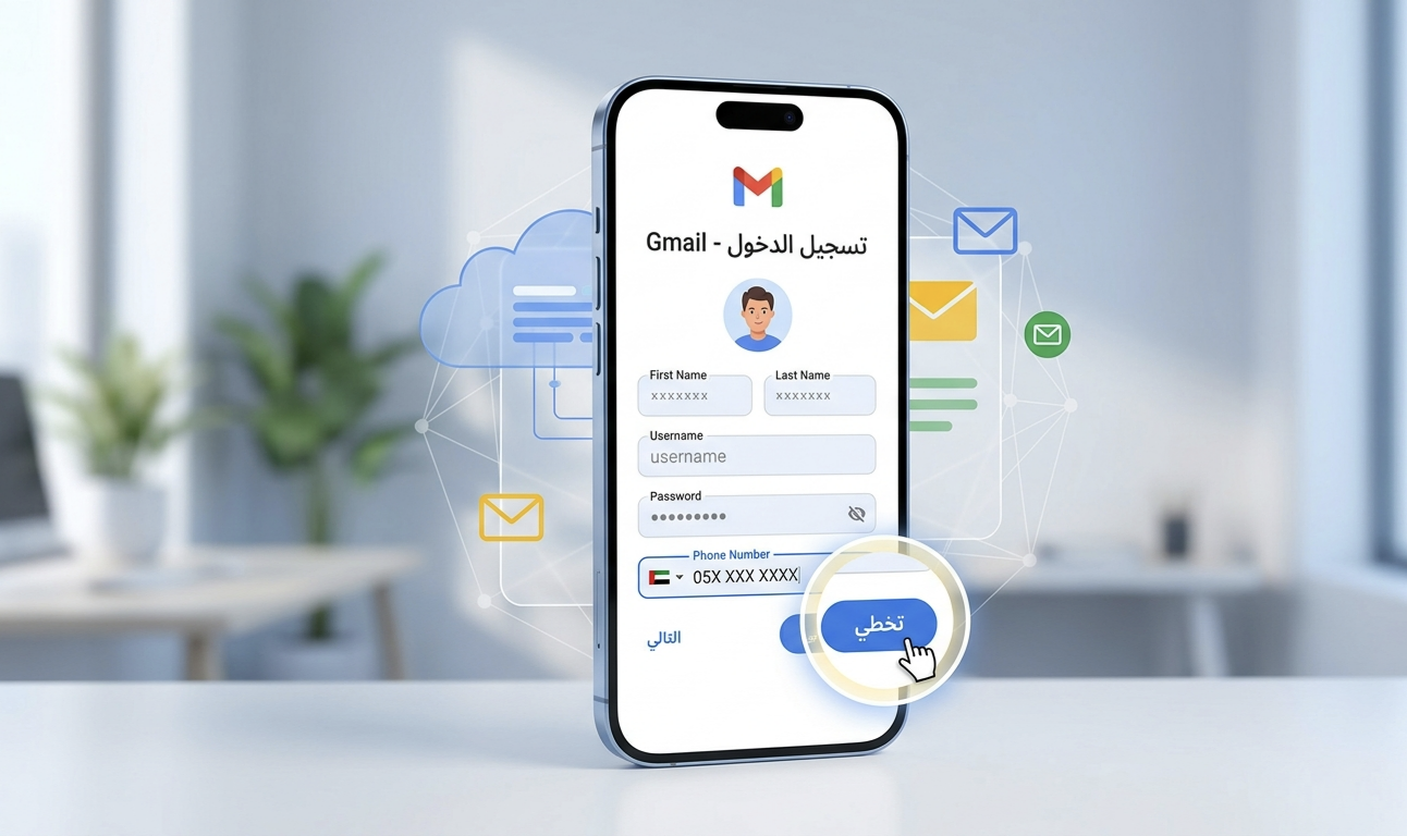 إنشاء حساب جيميل جديد بدون رقم هاتف