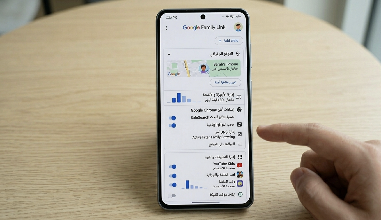حظر المواقع الاباحية عن طريق تطبيق التحكم الأبوي من جوجل إدارة هاتف الطفل عبر Family Link